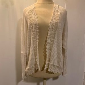 White Lace Trimmed Cardigan